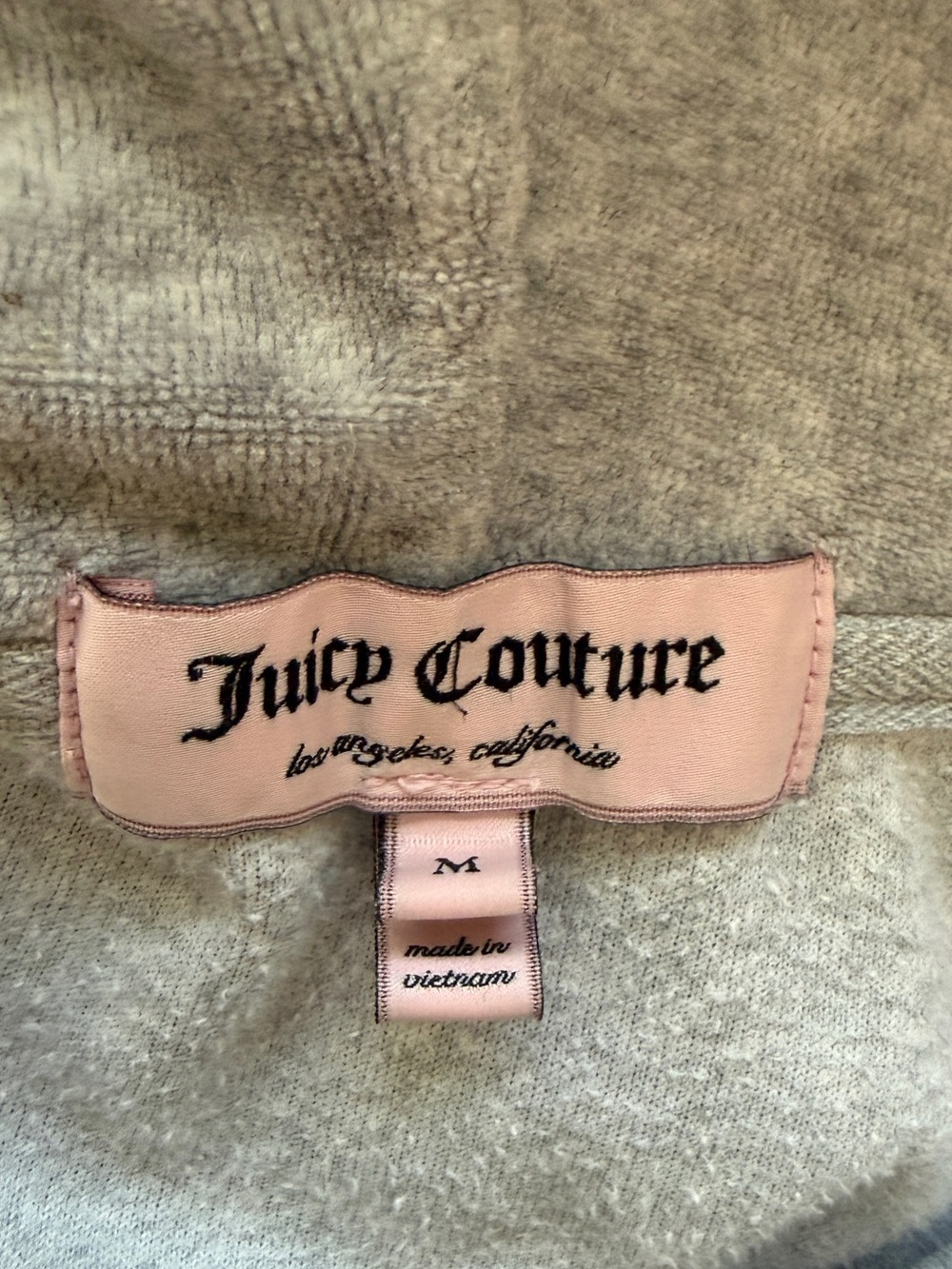 Juicy Couture Y2K Grey Velour Rhinestone Jacket Size M